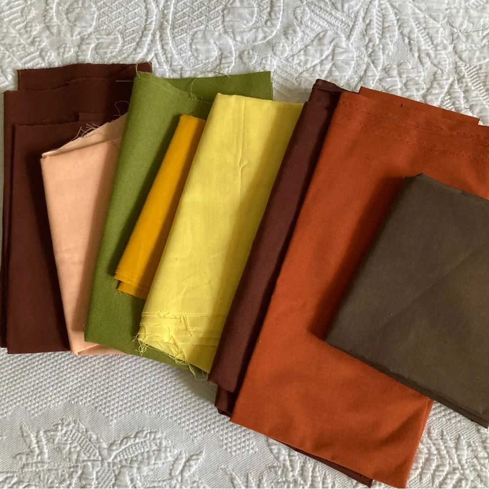 Fabric lot Quilting bundle warm earth tone, white cream blenders 100% cotton